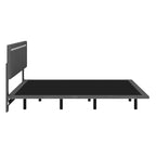 Lit plateforme flottant rembourré en velours beige/gris avec LED RVB et lumières à capteur, Queen/Full, 2 personnes