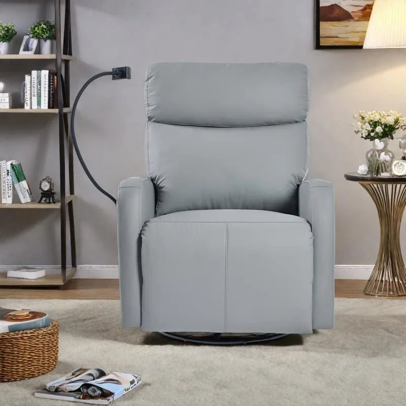 Fauteuil inclinable électrique pivotant, Gris clair / Bleu gris, individuel, PU