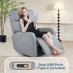 Fauteuil inclinable électrique pivotant, Gris clair / Bleu gris, individuel, PU