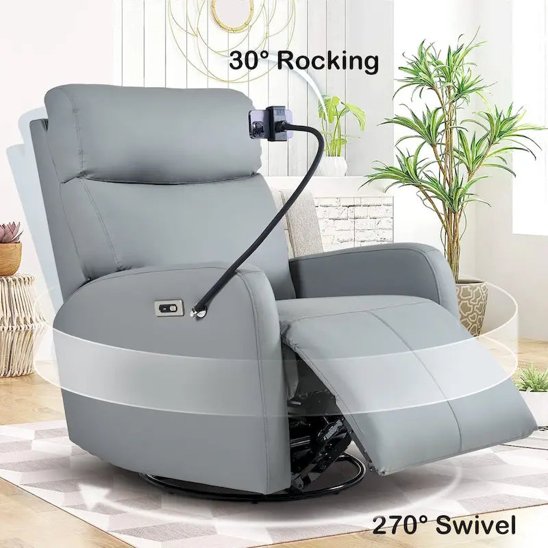 Fauteuil inclinable électrique pivotant, Gris clair / Bleu gris, individuel, PU