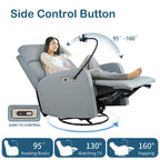 Fauteuil inclinable électrique pivotant, Gris clair / Bleu gris, individuel, PU