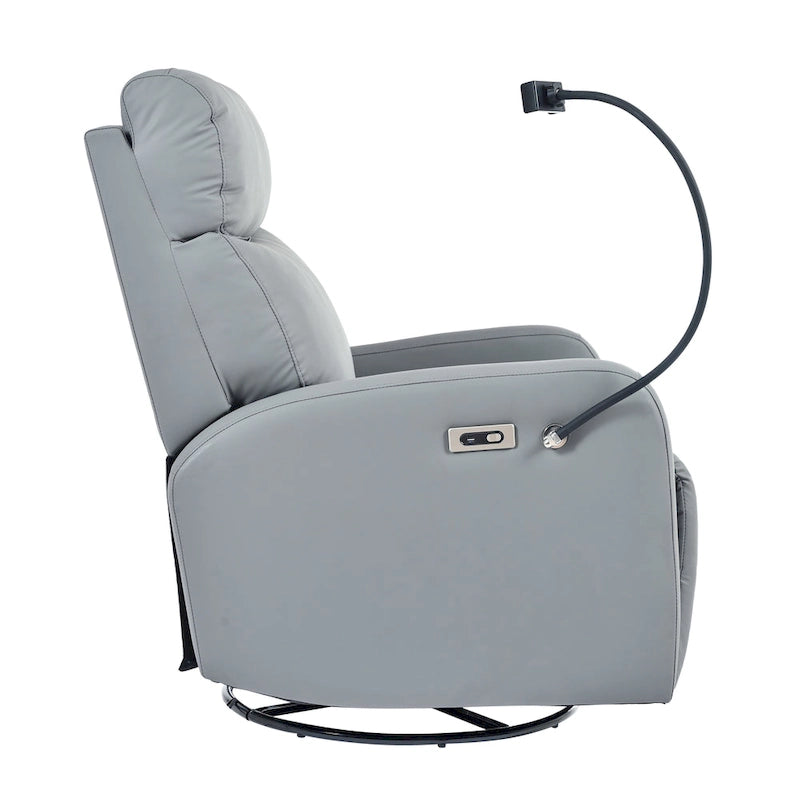 Fauteuil inclinable électrique pivotant, Gris clair / Bleu gris, individuel, PU
