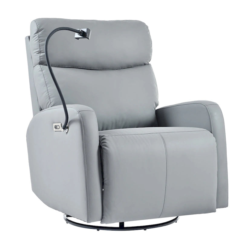 Fauteuil inclinable électrique pivotant, Gris clair / Bleu gris, individuel, PU