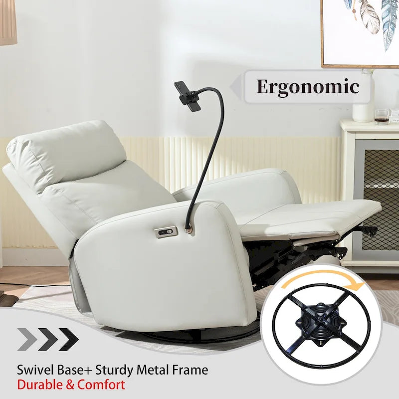 Fauteuil inclinable électrique pivotant, Gris clair / Bleu gris, individuel, PU