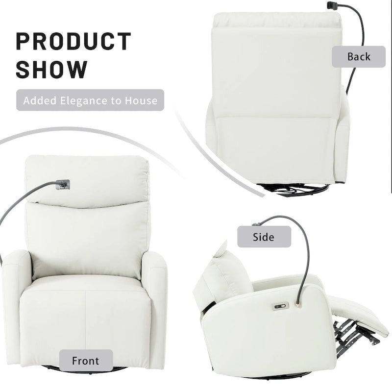 Fauteuil inclinable électrique pivotant, Gris clair / Bleu gris, individuel, PU