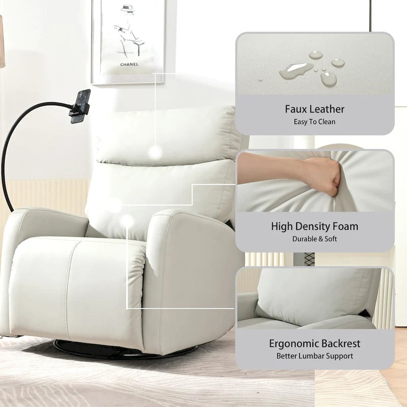 Fauteuil inclinable électrique pivotant, Gris clair / Bleu gris, individuel, PU