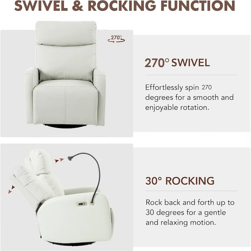 Fauteuil inclinable électrique pivotant, Gris clair / Bleu gris, individuel, PU