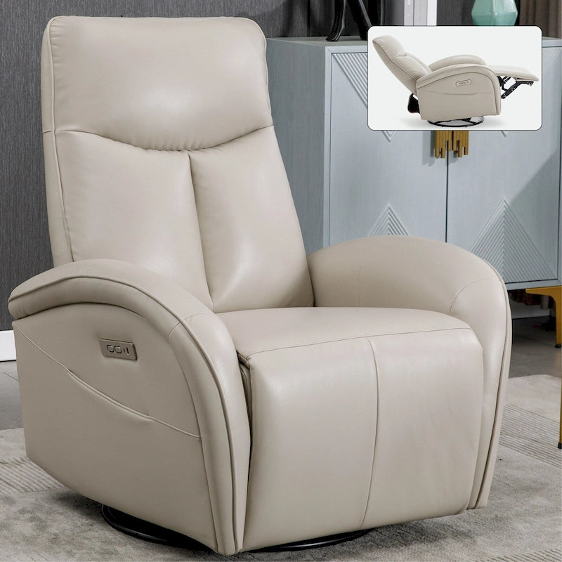 Fauteuil inclinable, pivotant et berçant motorisé de couleur marron+beige / beige+gris / marron / bleu, simple