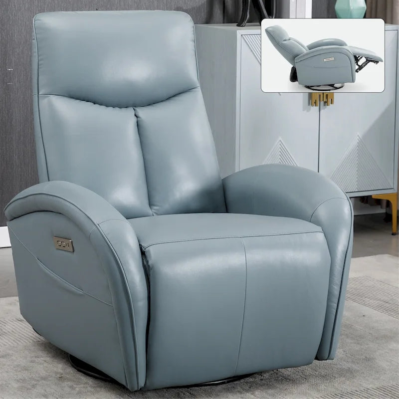 Fauteuil inclinable, pivotant et berçant motorisé de couleur marron+beige / beige+gris / marron / bleu, simple