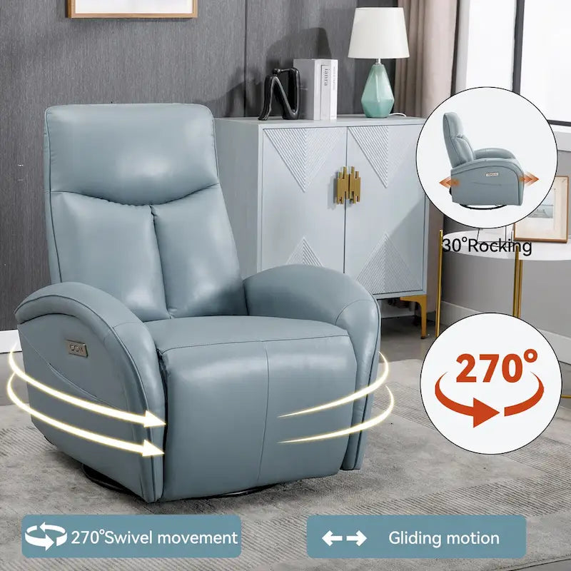Fauteuil inclinable, pivotant et berçant motorisé de couleur marron+beige / beige+gris / marron / bleu, simple