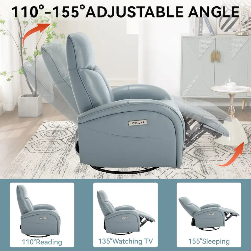 Fauteuil inclinable, pivotant et berçant motorisé de couleur marron+beige / beige+gris / marron / bleu, simple