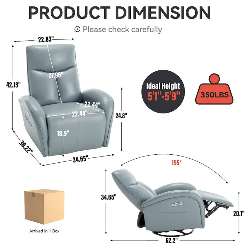 Fauteuil inclinable, pivotant et berçant motorisé de couleur marron+beige / beige+gris / marron / bleu, simple