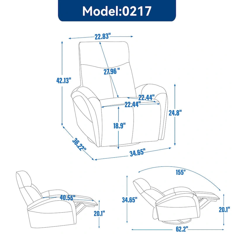 Fauteuil inclinable, pivotant et berçant motorisé de couleur marron+beige / beige+gris / marron / bleu, simple