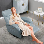 Fauteuil inclinable, pivotant et berçant motorisé de couleur marron+beige / beige+gris / marron / bleu, simple