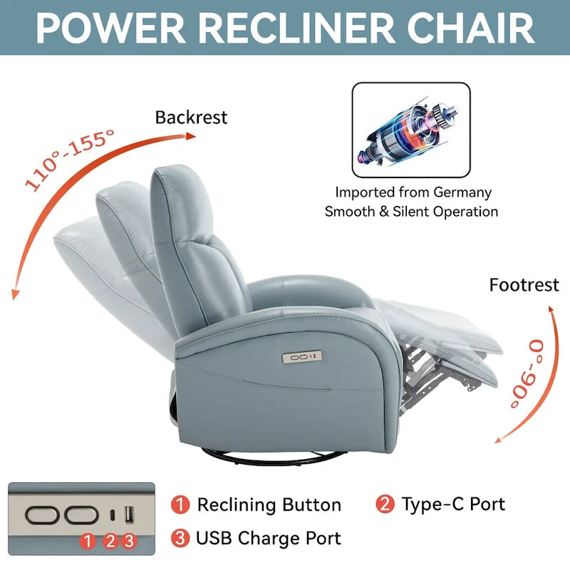 Fauteuil inclinable, pivotant et berçant motorisé de couleur marron+beige / beige+gris / marron / bleu, simple