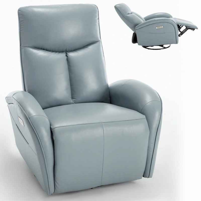 Fauteuil inclinable, pivotant et berçant motorisé de couleur marron+beige / beige+gris / marron / bleu, simple