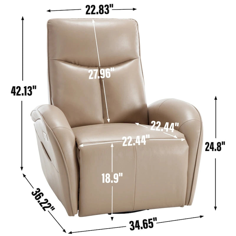 Fauteuil inclinable, pivotant et berçant motorisé de couleur marron+beige / beige+gris / marron / bleu, simple