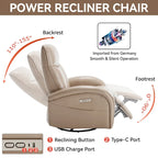 Fauteuil inclinable, pivotant et berçant motorisé de couleur marron+beige / beige+gris / marron / bleu, simple