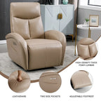 Fauteuil inclinable, pivotant et berçant motorisé de couleur marron+beige / beige+gris / marron / bleu, simple
