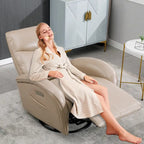 Fauteuil inclinable, pivotant et berçant motorisé de couleur marron+beige / beige+gris / marron / bleu, simple