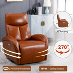 Fauteuil inclinable, pivotant et berçant motorisé de couleur marron+beige / beige+gris / marron / bleu, simple