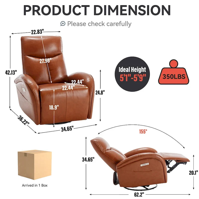 Fauteuil inclinable, pivotant et berçant motorisé de couleur marron+beige / beige+gris / marron / bleu, simple