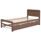 Lit gigogne plateforme en noyer, taille double, pour 2 personnes
