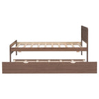 Lit gigogne plateforme en noyer, taille double, pour 2 personnes