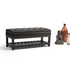 Banc de rangement ottoman en similicuir touffeté multicolore, une place, 43 po L