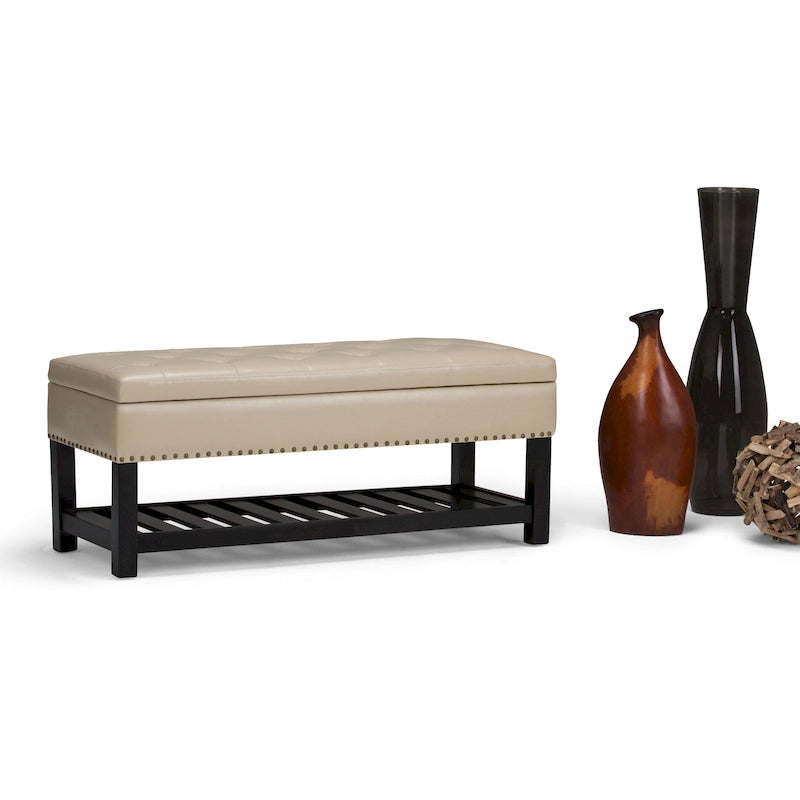 Banc de rangement ottoman en similicuir touffeté multicolore, une place, 43 po L
