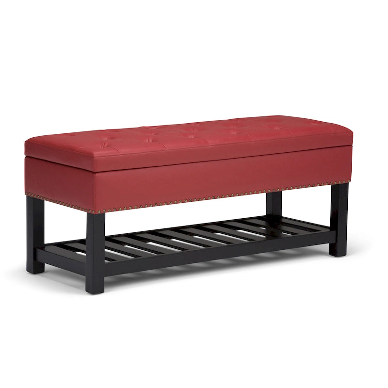 Banc de rangement ottoman en similicuir touffeté multicolore, une place, 43 po L