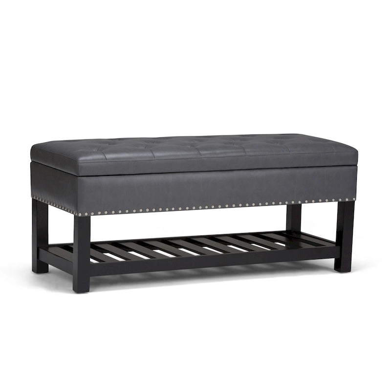 Banc de rangement ottoman en similicuir touffeté multicolore, une place, 43 po L