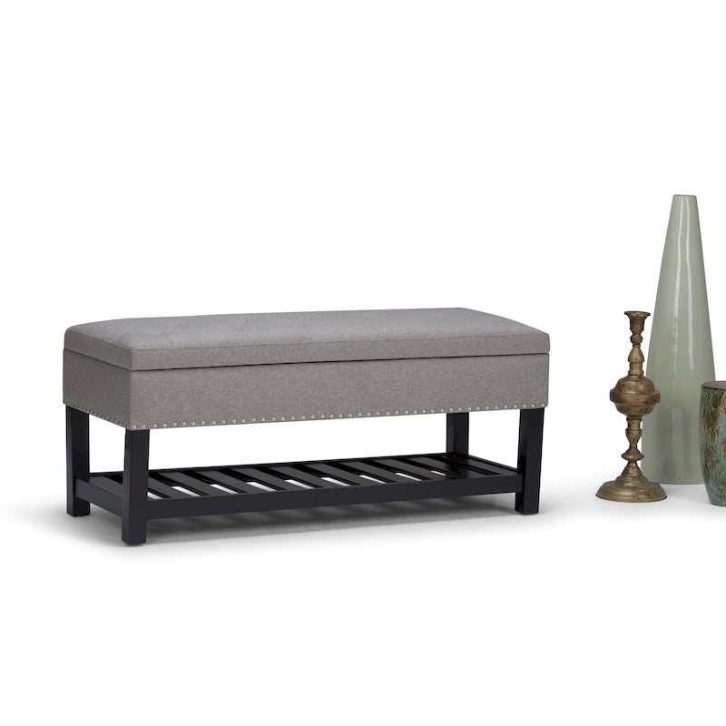 Banc de rangement ottoman en similicuir touffeté multicolore, une place, 43 po L