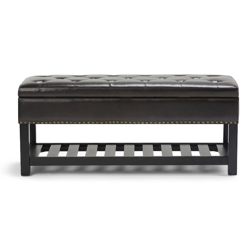 Banc de rangement ottoman en similicuir touffeté multicolore, une place, 43 po L