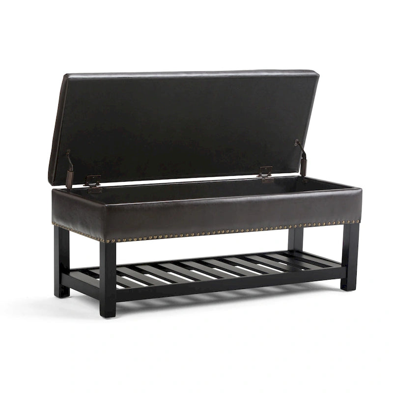 Banc de rangement ottoman en similicuir touffeté multicolore, une place, 43 po L