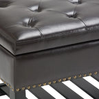 Banc de rangement ottoman en similicuir touffeté multicolore, une place, 43 po L
