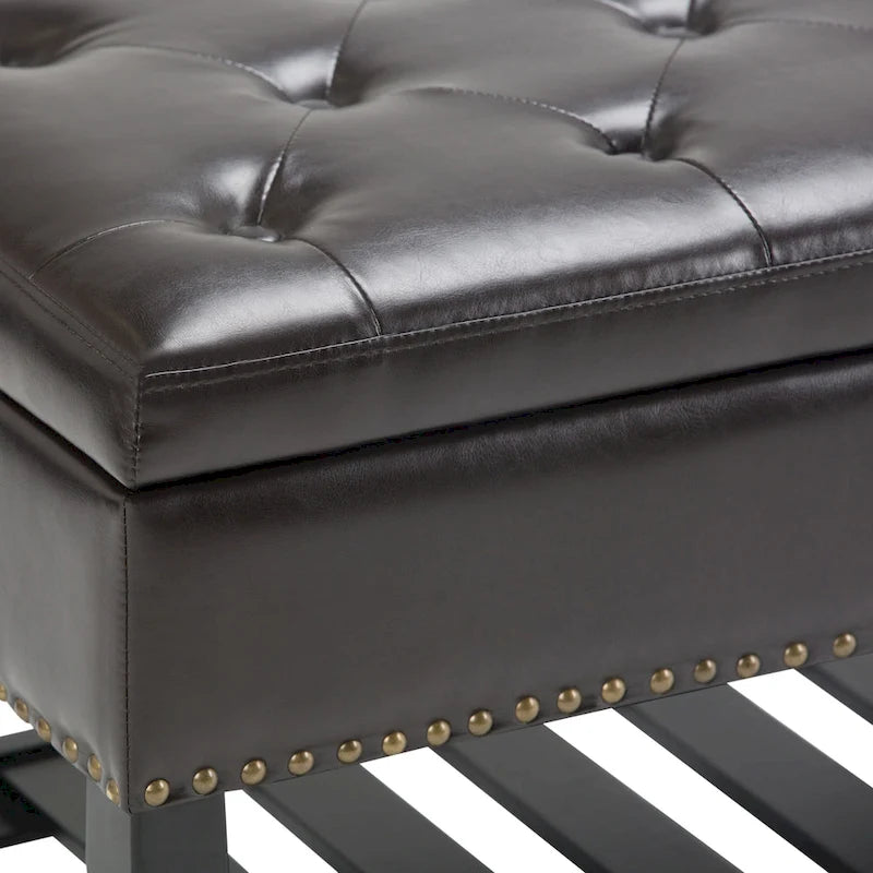 Banc de rangement ottoman en similicuir touffeté multicolore, une place, 43 po L