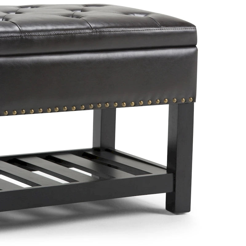 Banc de rangement ottoman en similicuir touffeté multicolore, une place, 43 po L