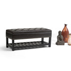 Banc de rangement ottoman en similicuir touffeté multicolore, une place, 43 po L
