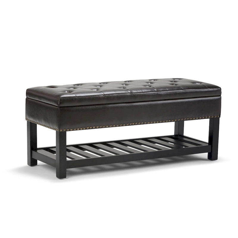 Banc de rangement ottoman en similicuir touffeté multicolore, une place, 43 po L