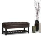 Banc de rangement ottoman en similicuir touffeté multicolore, une place, 43 po L
