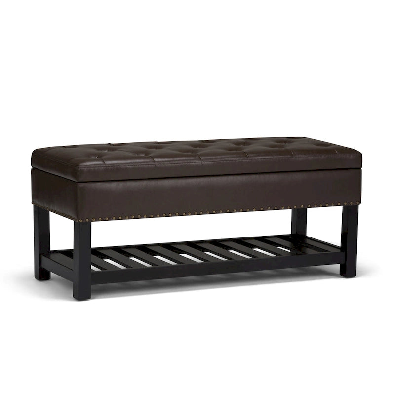 Banc de rangement ottoman en similicuir touffeté multicolore, une place, 43 po L