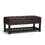 Banc de rangement ottoman en similicuir touffeté multicolore, une place, 43 po L