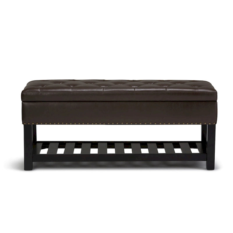 Banc de rangement ottoman en similicuir touffeté multicolore, une place, 43 po L