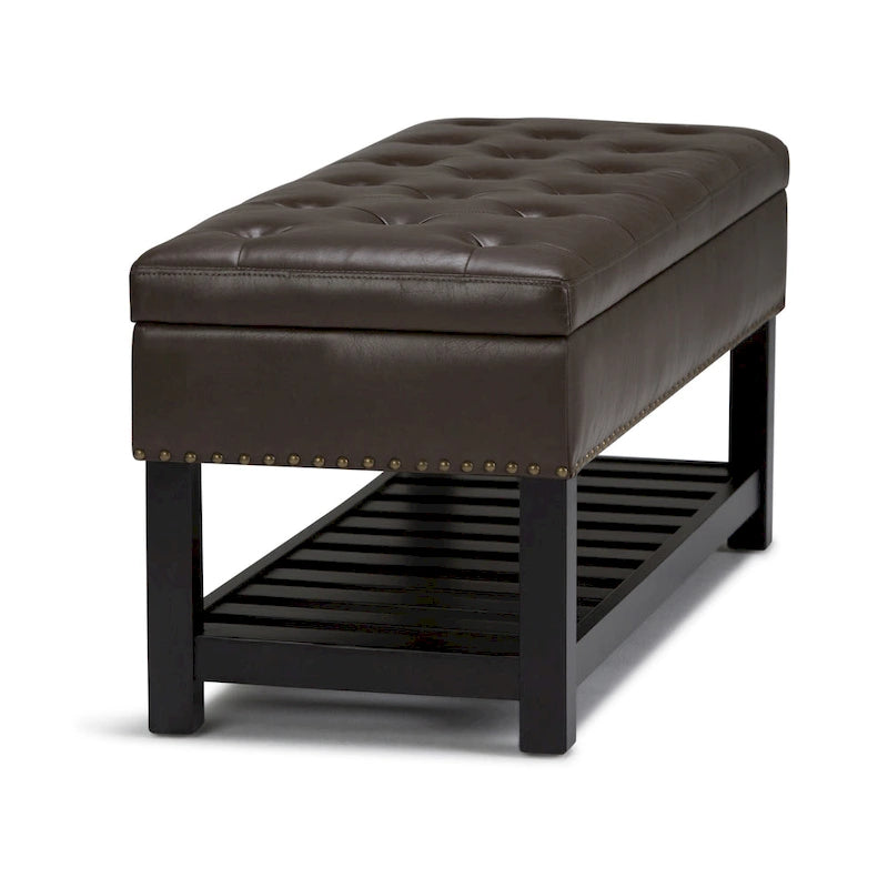 Banc de rangement ottoman en similicuir touffeté multicolore, une place, 43 po L