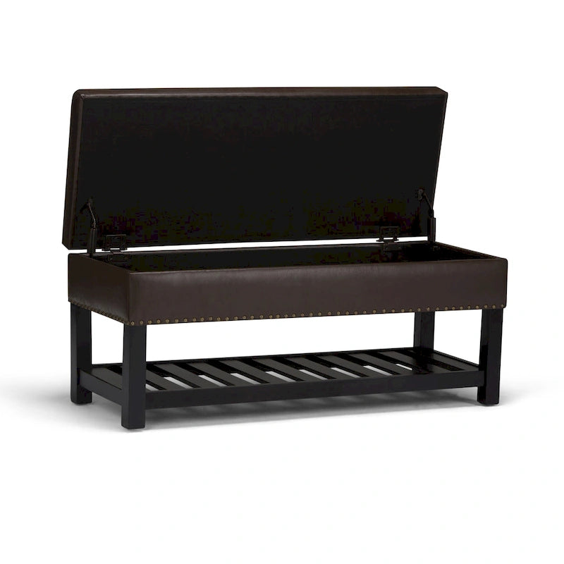 Banc de rangement ottoman en similicuir touffeté multicolore, une place, 43 po L