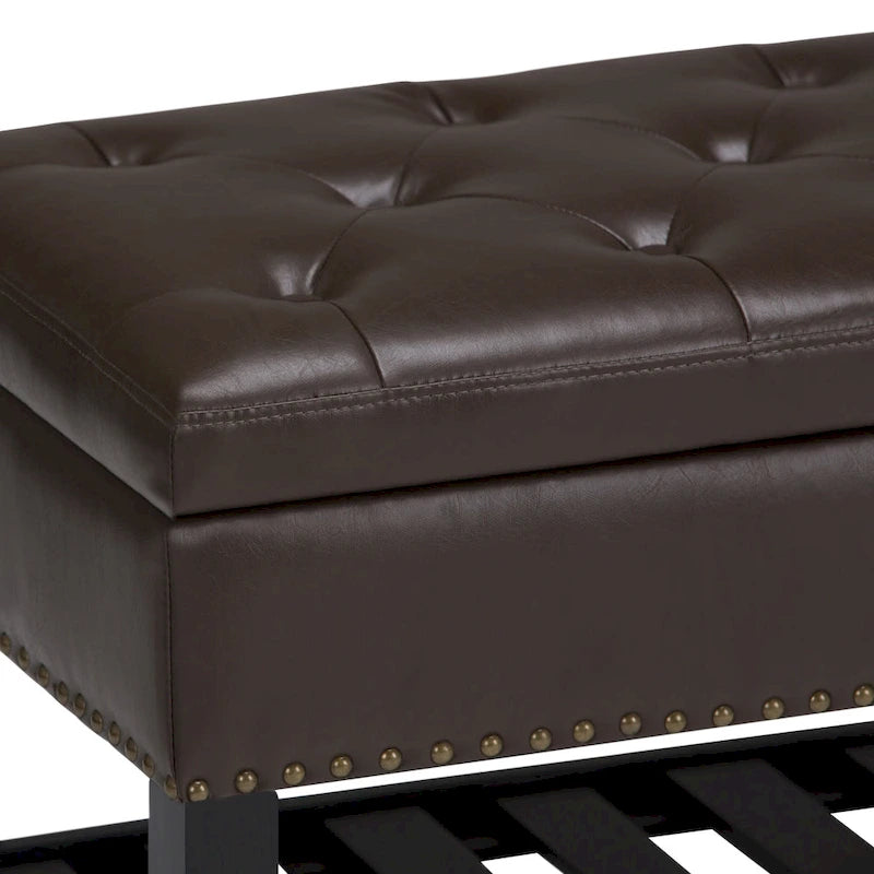 Banc de rangement ottoman en similicuir touffeté multicolore, une place, 43 po L