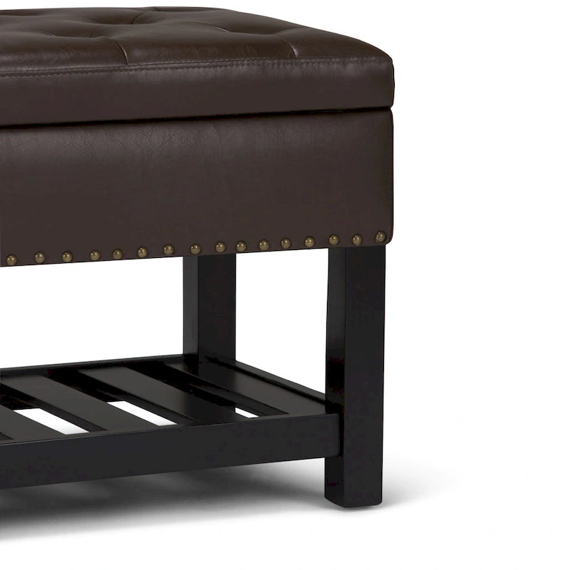 Banc de rangement ottoman en similicuir touffeté multicolore, une place, 43 po L