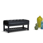 Banc de rangement ottoman en similicuir touffeté multicolore, une place, 43 po L