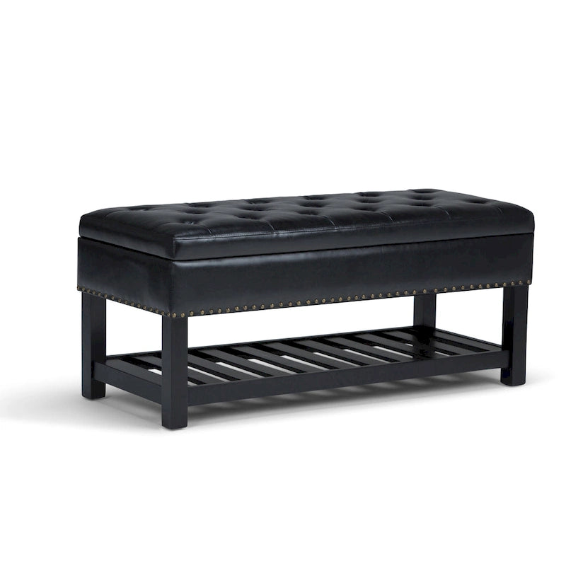 Banc de rangement ottoman en similicuir touffeté multicolore, une place, 43 po L